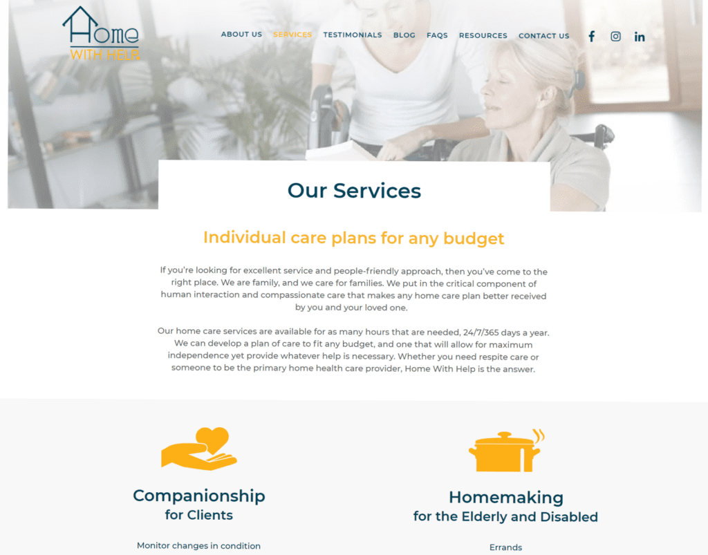 Home With Help website refresh