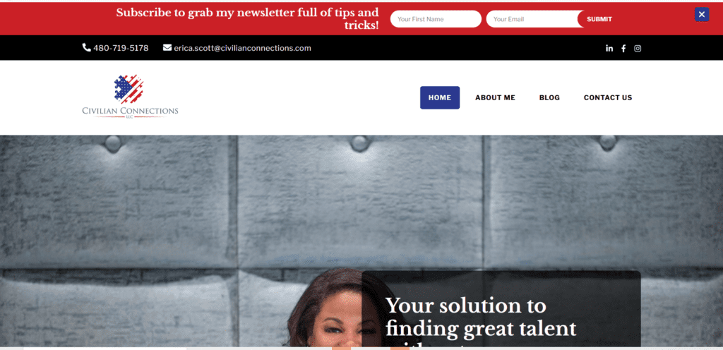 Civilian Connections website before