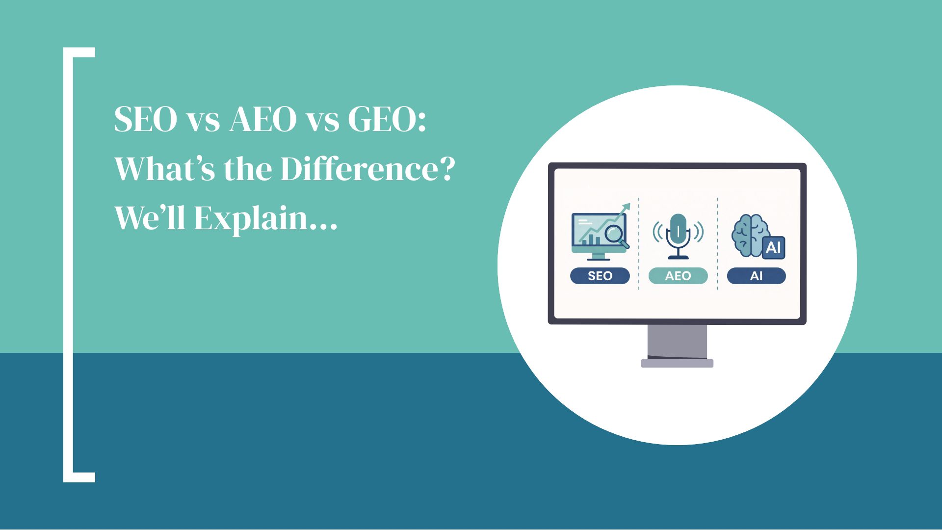 SEO vs AEO vs GEO: What’s the Difference? We’ll Explain… blog featured image